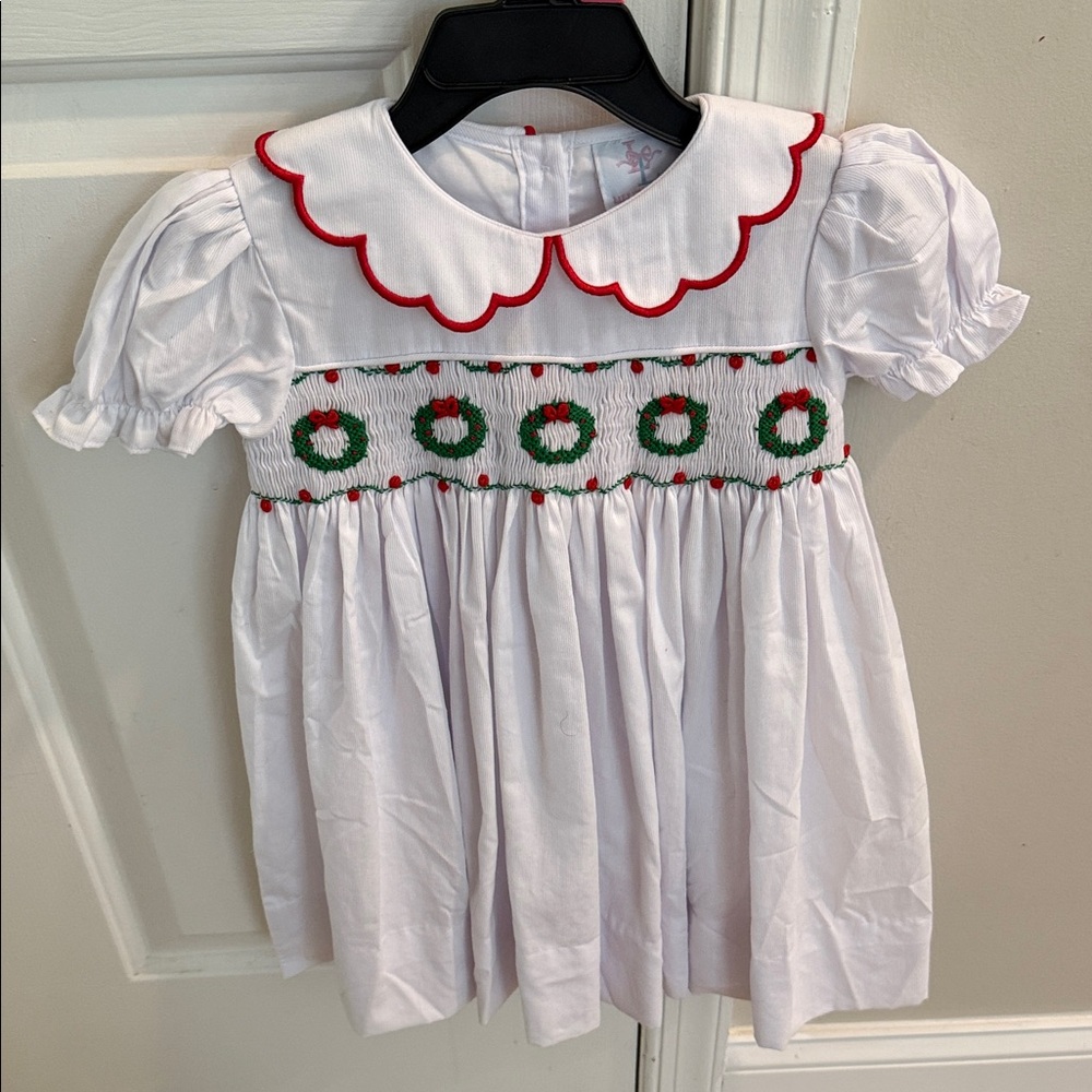 Festive White and Red Kids Costume Dress